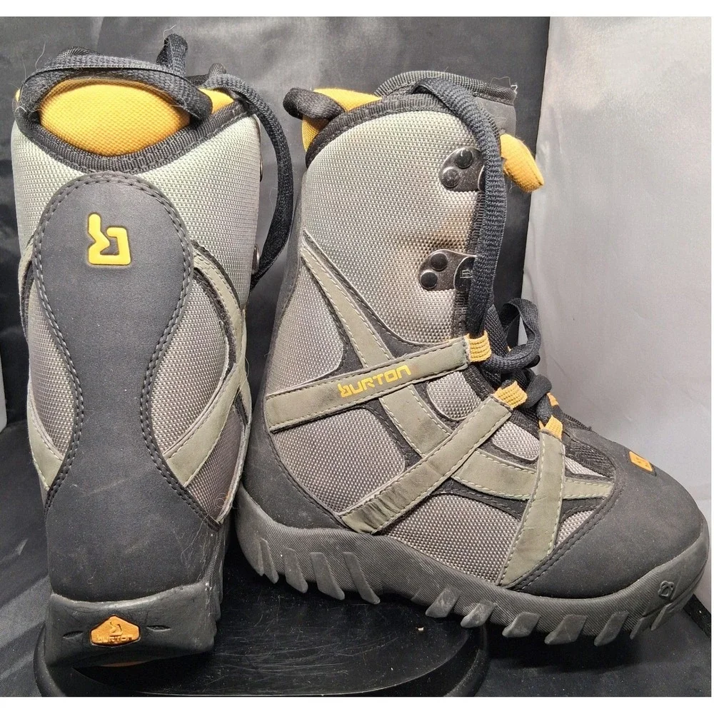 Burton Youth Snowboard Boots Black Grey Orange Size 1 Kids Lace Up Winter Sports